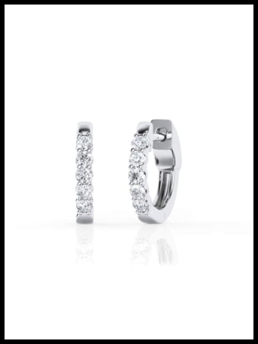 Lab Grown Diamond Huggie Hoop Earrings Sterling Silver 925